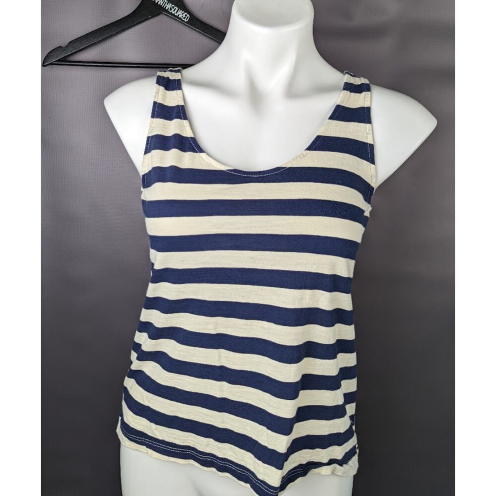 Loft Sunwashed Tank Cream and Navy Stripes sz Small